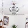 BENDIGO ceiling fan LED matt nickel, transparent, clear, 1-light source