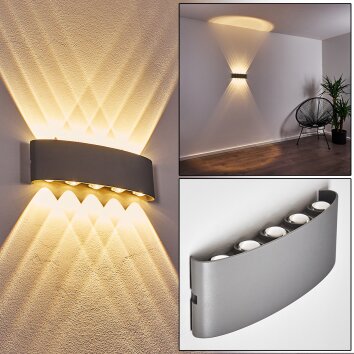 Abaiang Outdoor Wall Light LED silver, 10-light sources