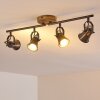 SKODSBOL Ceiling Light grey, light brown, brushed steel, 4-light sources
