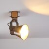 OKSBOL ceiling spotlight grey, light brown, brushed steel, 1-light source