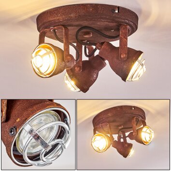 DROBAK Ceiling Light rust-coloured, 3-light sources