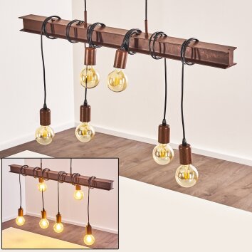 Barbengo Pendant Light brown, rust-coloured, 4-light sources