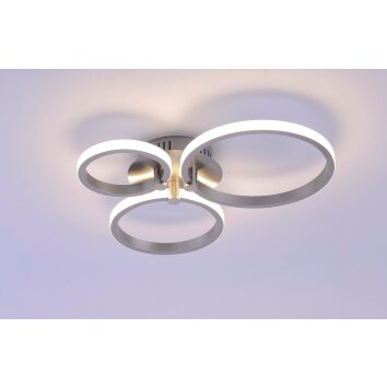 Leuchten Direkt JOHANNA ceiling light LED stainless steel, 3-light sources