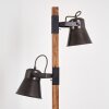 OKSBOL Floor Lamp dark brown, grey, brushed steel, 2-light sources