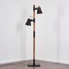 OKSBOL Floor Lamp dark brown, grey, brushed steel, 2-light sources