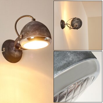 FOVERUP Wall Light chrome, grey, 1-light source