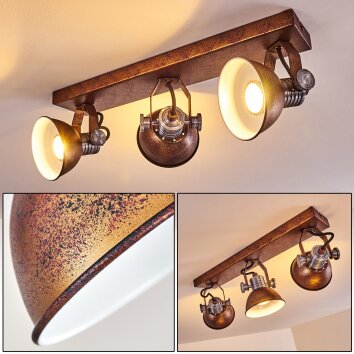 Ceiling Light Gudo rust-coloured, 3-light sources
