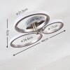 VOLONNE Ceiling light LED stainless steel, silver, 3-light sources