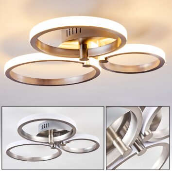 VOLONNE Ceiling light LED stainless steel, silver, 3-light sources