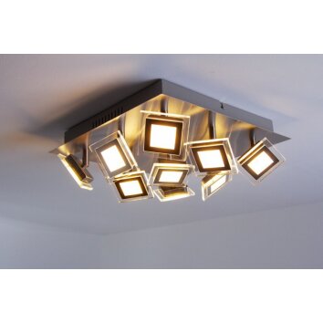 Wofi Cholet ceiling light LED matt nickel, 9-light sources