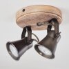 SKODSBOL Ceiling Light anthracite, Light wood, 2-light sources
