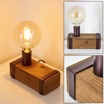 Balakovo Table lamp Dark wood, rust-coloured, 1-light source
