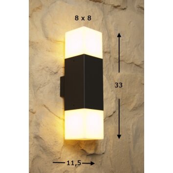 Trio HUDSON outdoor wall lamp black, 2-light sources