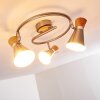 PULAU Ceiling light Light wood, matt nickel, 3-light sources