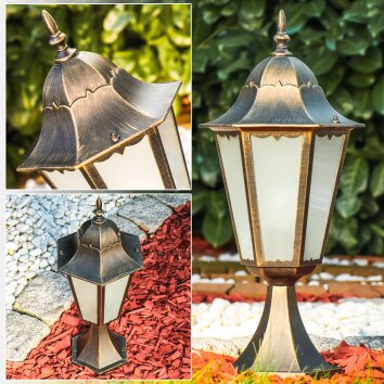 HONGKONG FROST pedestal light bronze, gold, 1-light source