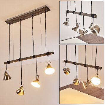 Medolden Pendant Light brown, matt nickel, 4-light sources