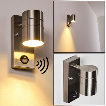 FROSLEV Outdoor Wall Light LED chrome, 1-light source, Motion sensor