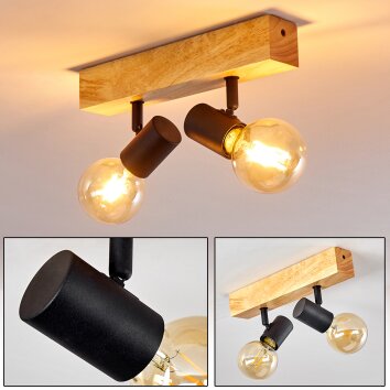 BARBENGO Ceiling Light Light wood, black, 2-light sources