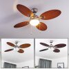 NICOSIA ceiling fan Dark wood, matt nickel, 1-light source