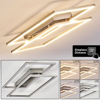 VEYRIER Ceiling light LED brushed steel, 2-light sources