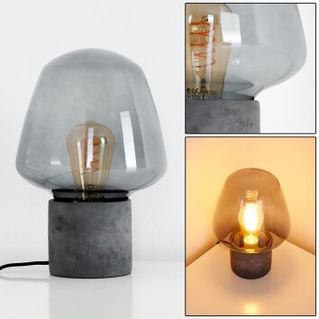 SEIRYU Table Lamp grey, black, stone appearance, 1-light source