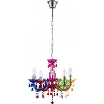 Globo chandelier colourful, 5-light sources