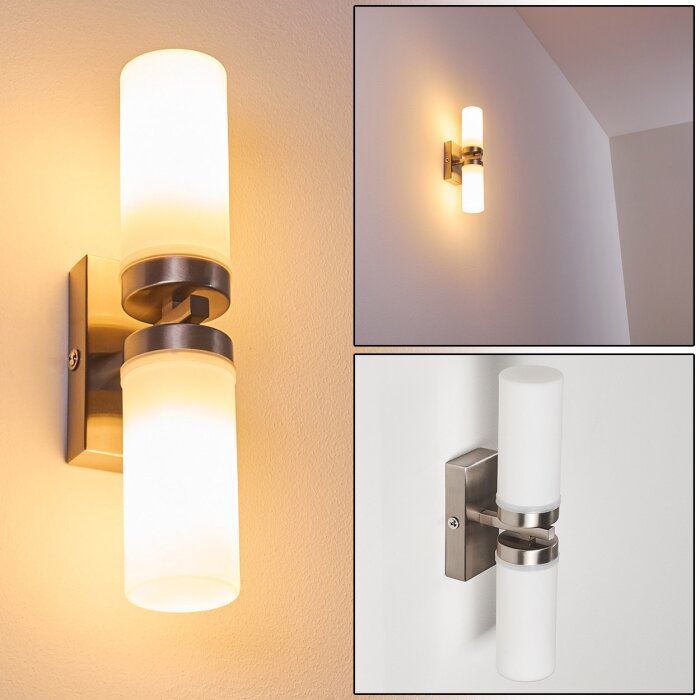 SUNDBORN Wall Light brushed steel, 2-light sources