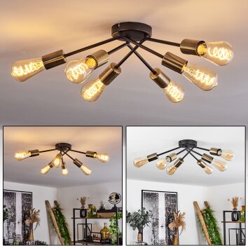 Ceiling Light Vestjelland brass, black, 6-light sources