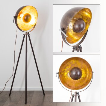 MALOY floor lamp chrome, rust-coloured, 1-light source