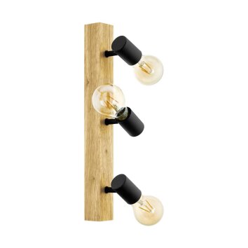 EGLO TOWNSHEND ceiling spotlight brown, Light wood, black, 3-light sources