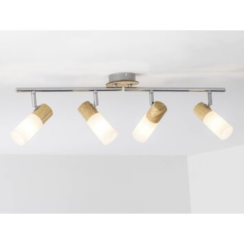 Brilliant BABSAN ceiling spotlight Dark wood, white, 4-light sources