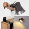 SKODSBOL Wall Light Dark wood, brushed steel, 1-light source