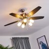 IRVING ceiling fan chrome, grey, Light wood, 5-light sources