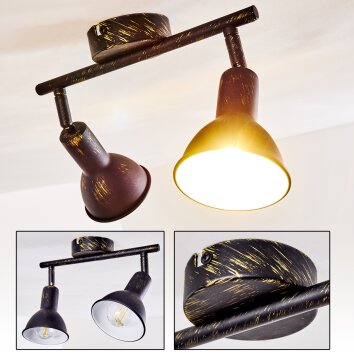 POLMAK ceiling spotlight black-gold, 2-light sources
