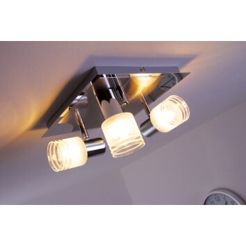 Brilliant LED ceiling spotlight chrome, matt nickel, white, 3-light sources