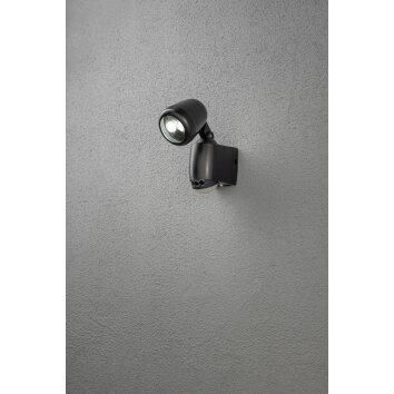 Konstsmide PRATO wall light LED black, 2-light sources, Motion sensor