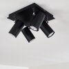 Ceiling Light Zuoz chrome, black, 4-light sources