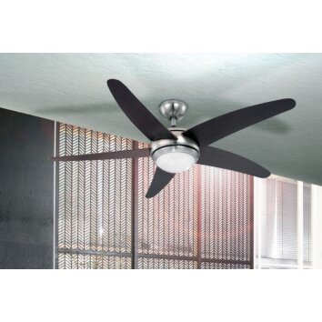 Globo FABIOLA fan stainless steel, matt nickel, 1-light source, Remote control