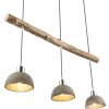Globo JEBEL Pendant Light Dark wood, matt nickel, 3-light sources