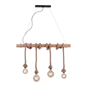 Pendant Light Leuchten Direkt ROPE brown, Light wood, black, 4-light sources