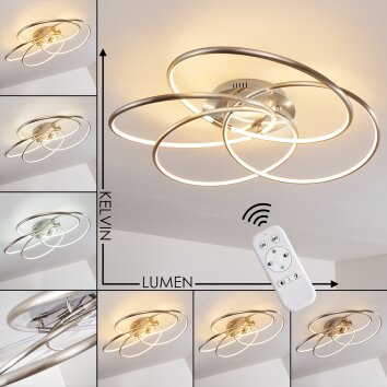 GIMDALEN Ceiling light LED matt nickel, 1-light source, Remote control