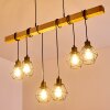 BARBENGO Pendant Light Light wood, black, 6-light sources