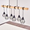 BARBENGO Pendant Light Light wood, black, 6-light sources