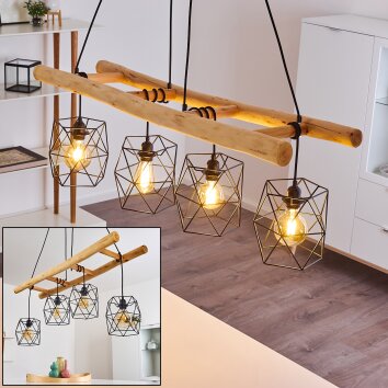 KOTOR Pendant Light Light wood, black, 4-light sources