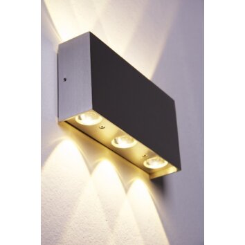 B-Leuchten Stream wall light aluminium, 6-light sources