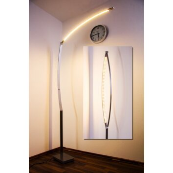 Santa Marta floor lamp LED chrome, matt nickel, 1-light source