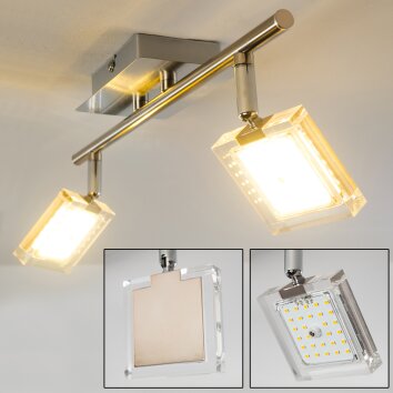 Kiruna Ceiling Light LED chrome, matt nickel, 2-light sources