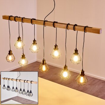 BARBENGO Pendant Light Light wood, black, 9-light sources