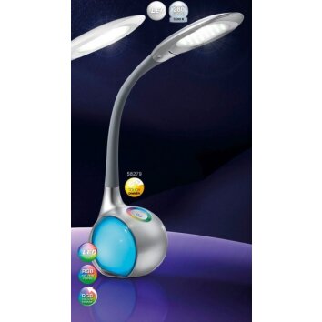 Globo TARRON table lamp LED silver, transparent, clear, 3-light sources