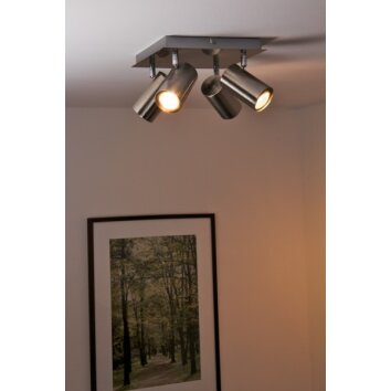 Trio 8024 ceiling light stainless steel, matt nickel, 4-light sources